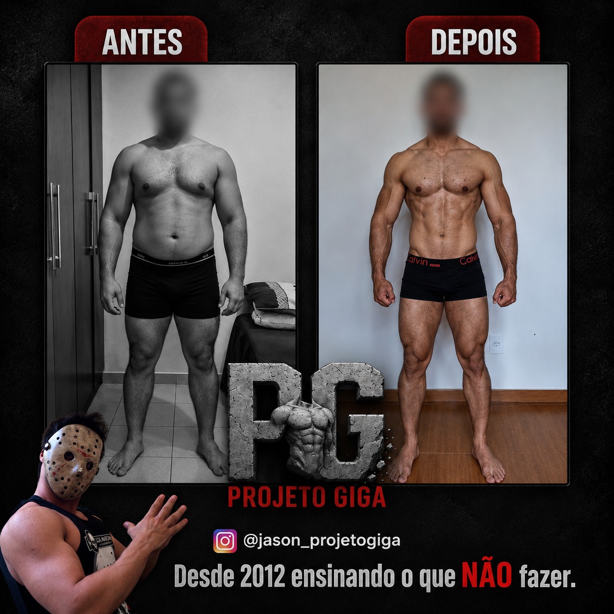 Antes e depois - aluno Projeto Giga