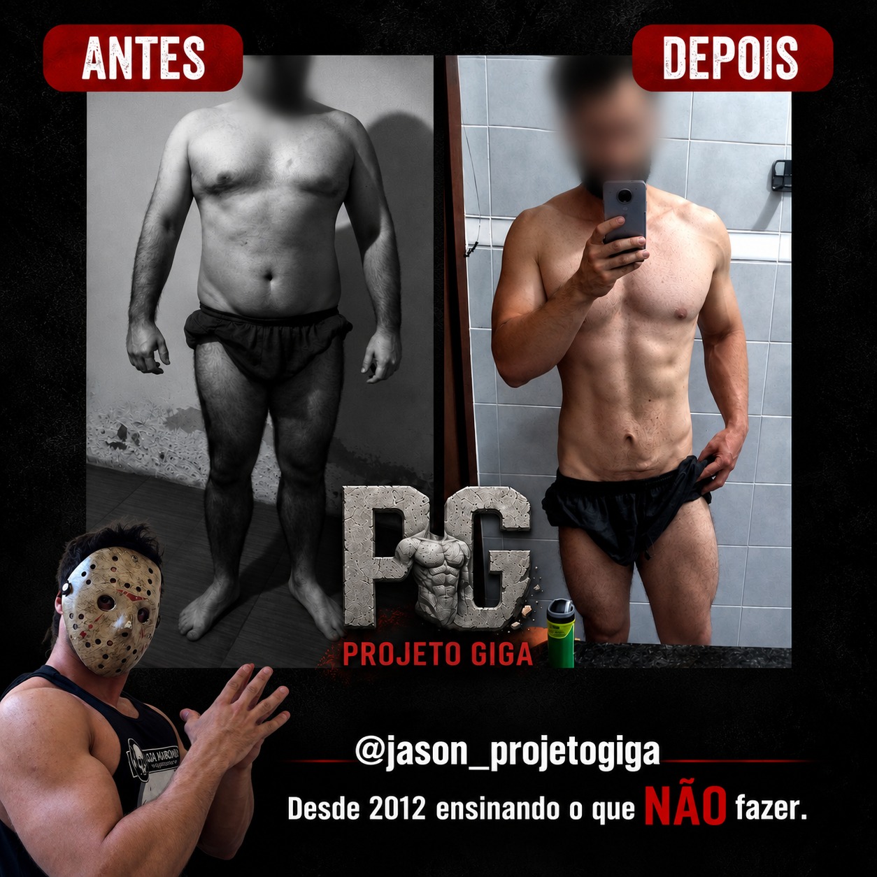 Antes e depois - aluno Projeto Giga