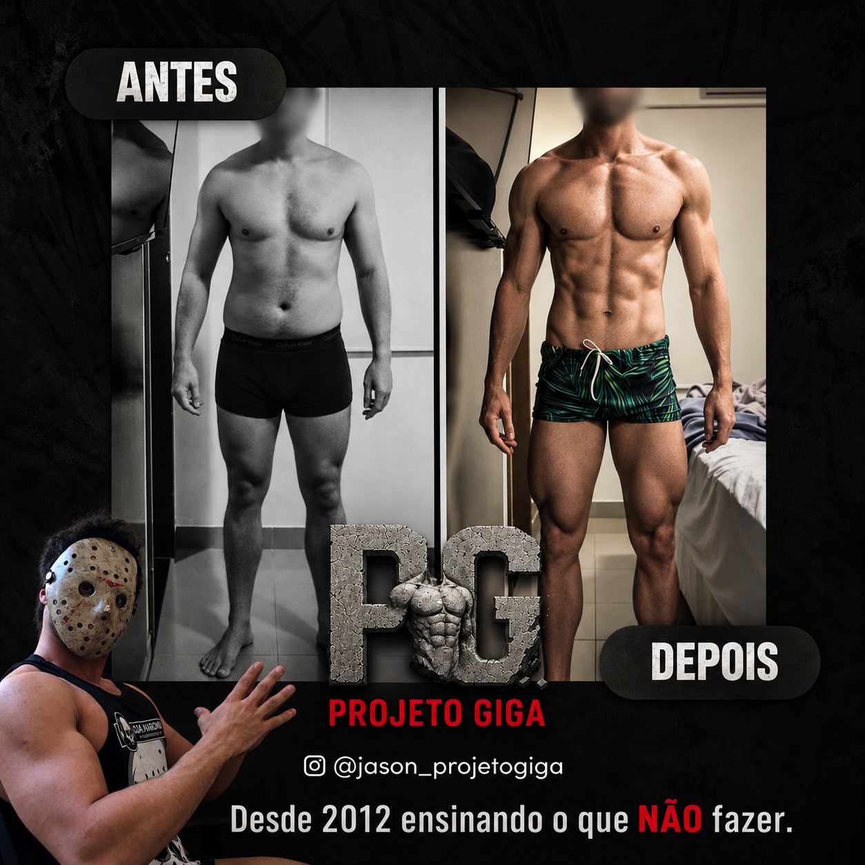 Antes e depois - aluno Projeto Giga